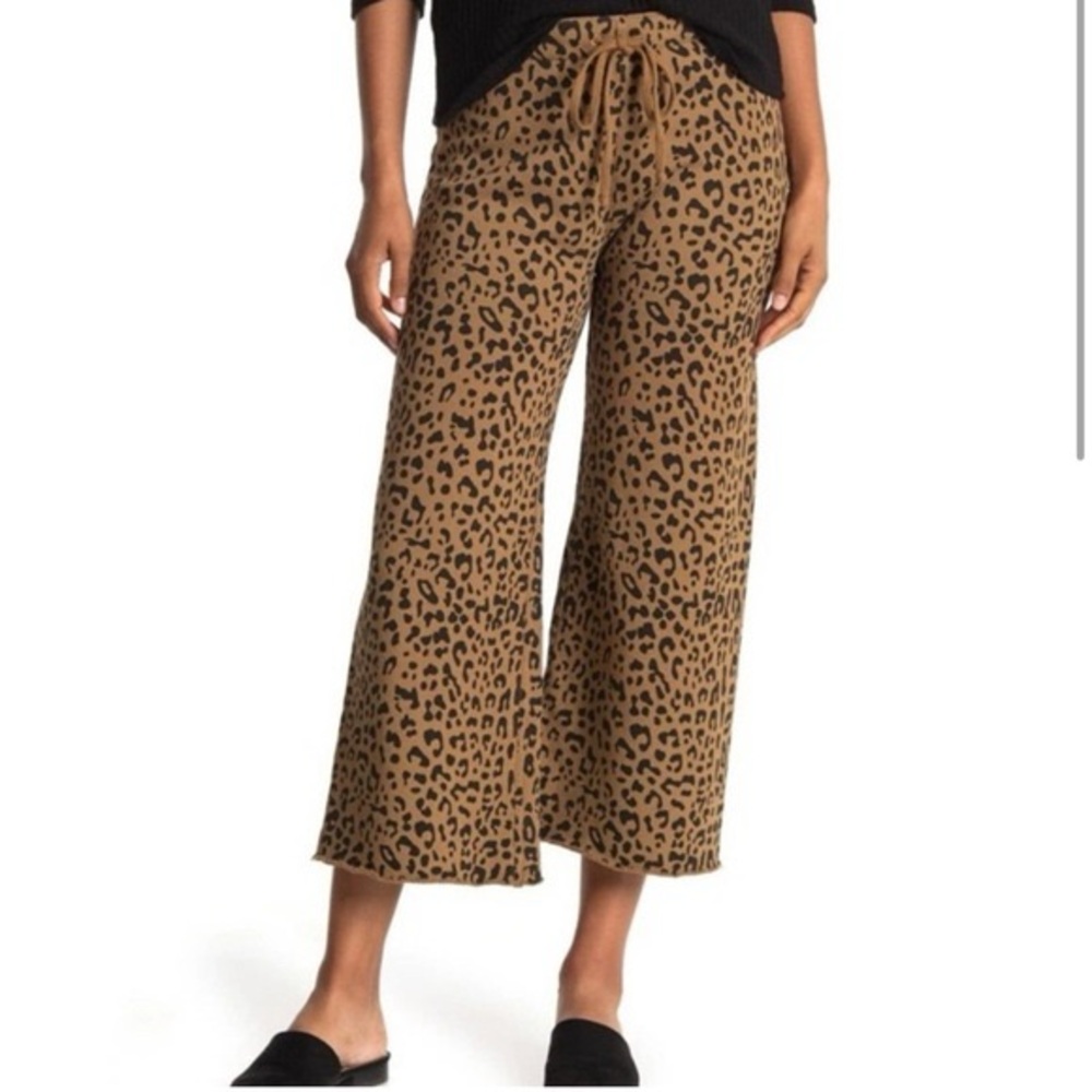 Nili Lotan Kiki Leopard Crop Sweatpants Whiskey Leopard Print XS